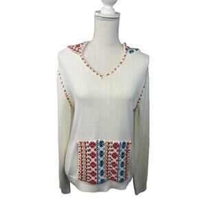 Spunky Brand Hooded Pullover Sweater with Front Pockets Multi-Color Sz M Fall